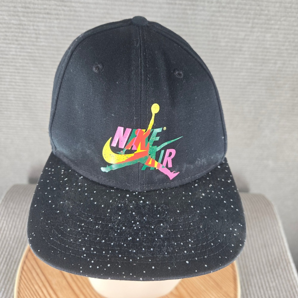 Jordan Unisex OS Black Multi-Color Paint Splatter Jumpman Snapback Hat